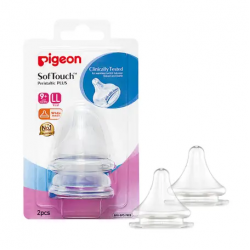 Pigeon SofTouch Nipple (LL) 2 pcs (Wide Neck)  Comfortable Breastfeeding Anti-colic Technology