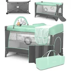 Lionelo Flower 2 In 1 Travel Bed Playpen Turquoise Blue